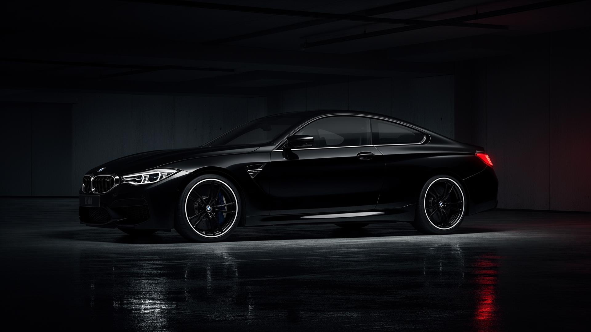 Premium black luxury sports car in showroom