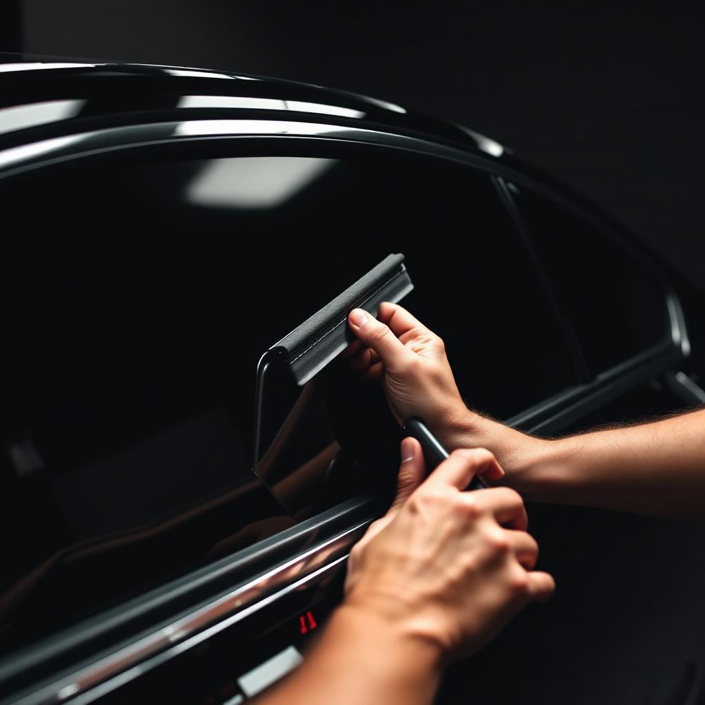AutoWa Customs technician applying window tint